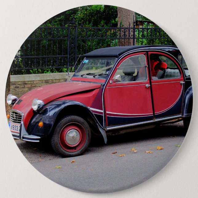 Badge Rond 15,2 Cm Citroen 2 CV Charleston (Devant)