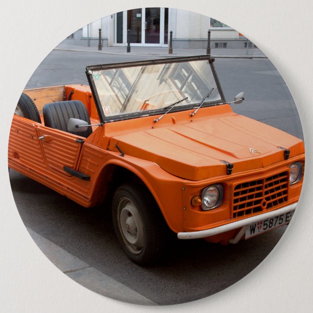 Badge Rond 15,2 Cm Citroen orange Mehari (Devant)
