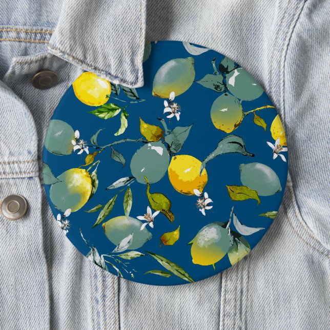 Badge Rond 15,2 Cm citrons aquarelle 28 (En situation)