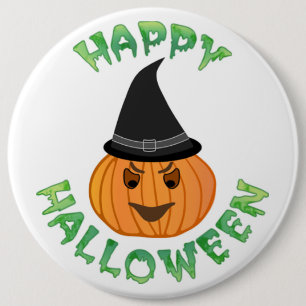 Badge Rond 15,2 Cm citrouille "HAPPY HALLOWEEN"