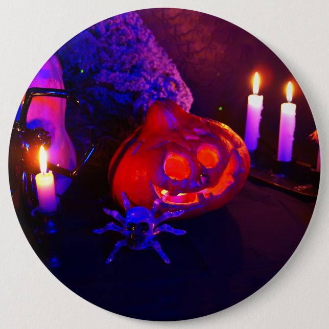 Badge Rond 15,2 Cm Citrouilles néon (Devant)