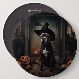 Badge Rond 15,2 Cm Citrouilles Staffordshire Terrier Halloween Épouva