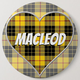 Badge Rond 15,2 Cm Clan écossais MacLeod de Lewis Love Tartan Heart