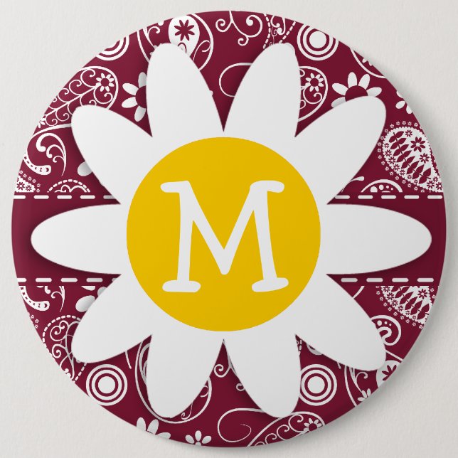 Badge Rond 15,2 Cm Claret Paisley; Floral; Maisy (Devant)