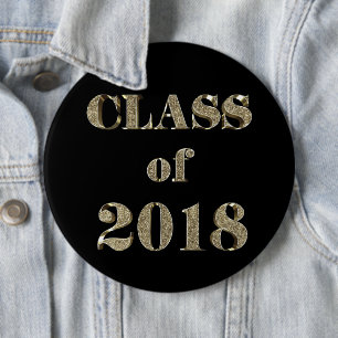 Badge Rond 15,2 Cm Class of 2018 Elegant Black and Gold Typography