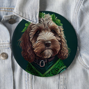 Badge Rond 15,2 Cm Cockapoo Dog en robe de fête St. Patrick