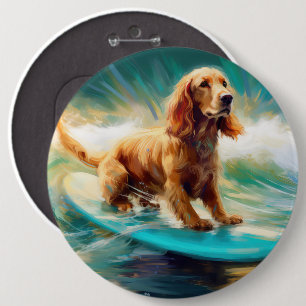 Badge Rond 15,2 Cm Cocker Spaniel Beach Surf Peinture