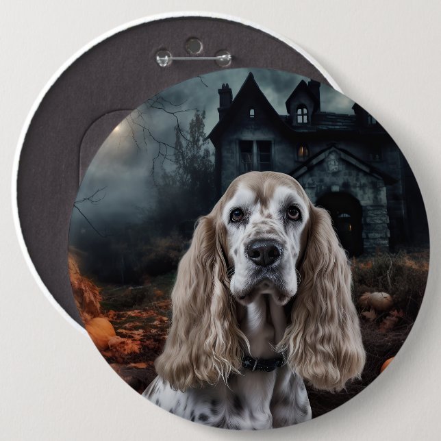 Badge Rond 15,2 Cm Cocker Spaniel Halloween effroi (Devant & derrière)