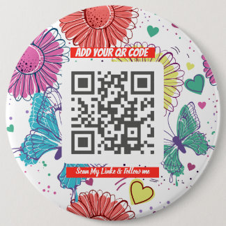 Badge Rond 15,2 Cm Code QR Coloré Scan Me