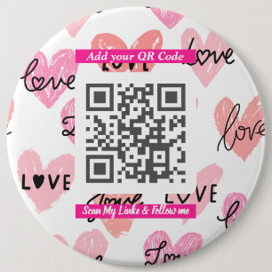 Badge Rond 15,2 Cm Code QR « Scannez-moi » minimal, Accessoire Simple