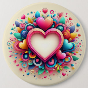 Badge Rond 15,2 Cm Coeur de la Saint Valentin coloré