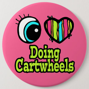 Badge Rond 15,2 Cm Coeur des yeux lumineux J'aime faire des roues