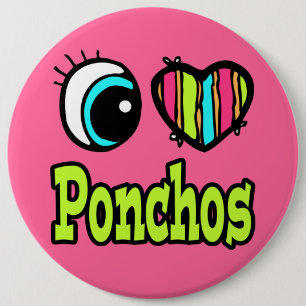 Badge Rond 15,2 Cm Coeur des yeux lumineux J'aime Ponchos