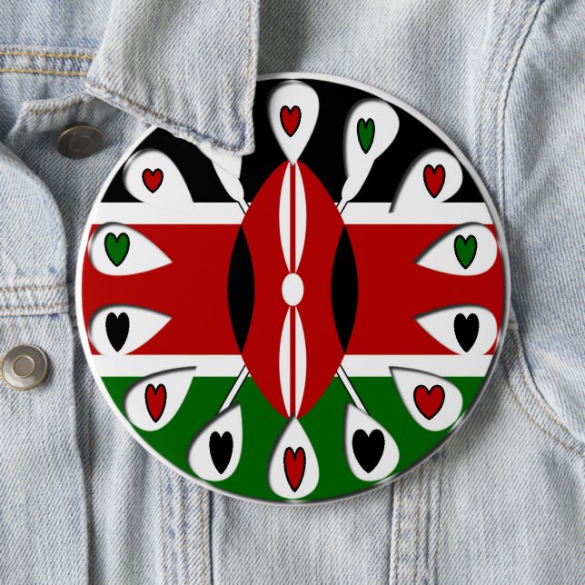Badge Rond 15,2 Cm Coeurs du Kenya (En situation)