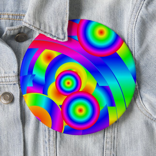 Badge Rond 15,2 Cm Comète Abstraite (En situation)