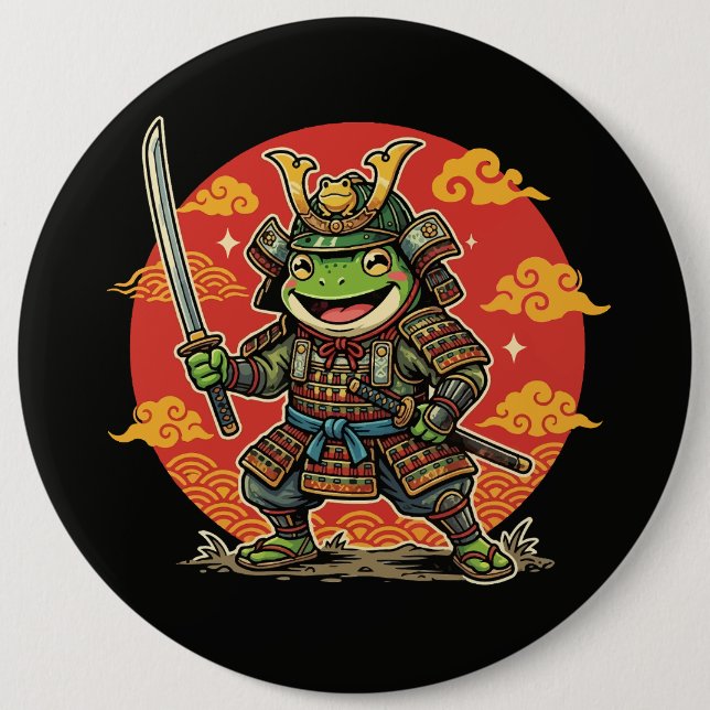 Badge Rond 15,2 Cm Conception d'animal de guerrier de samouraï de gre (Devant)