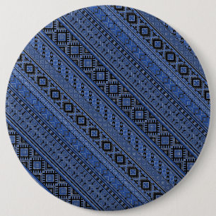 Badge Rond 15,2 Cm Conception d'ornements d'Ukraine noirs bleus migno