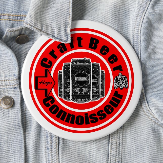 Badge Rond 15,2 Cm Connaisseur de la bière artisanale (En situation)