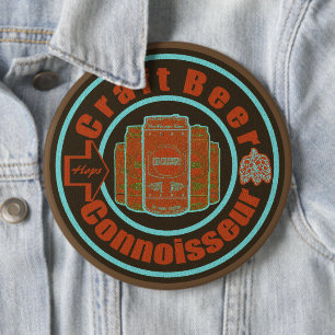 Badge Rond 15,2 Cm Connoisseur de bière artisanale Orange