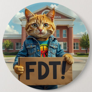 Badge Rond 15,2 Cm Cool Cat dit FDT Politique