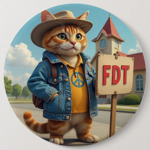 Badge Rond 15,2 Cm Cool Cat dit FDT Politique
