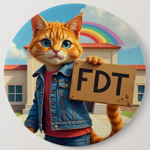 Badge Rond 15,2 Cm Cool Cat dit FDT Politique