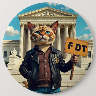 Badge Rond 15,2 Cm Cool Cat dit FDT Politique