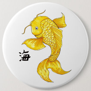 Badge Rond 15,2 Cm Cool Oriental Japonais Gold Koi tatouage à la carp