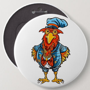Badge Rond 15,2 Cm Coq de dessin animé drôle et autoritaire