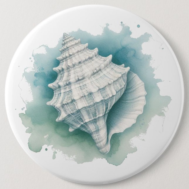 Badge Rond 15,2 Cm Coquillage côtier/nautique (Devant)