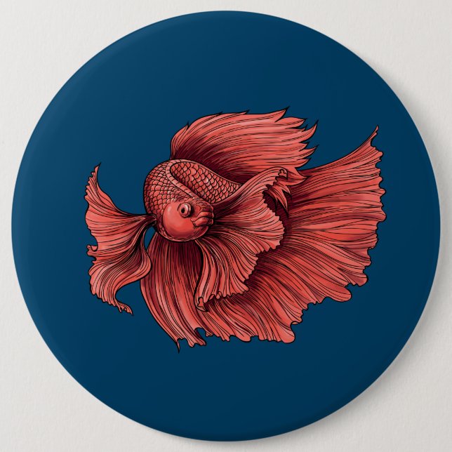 Badge Rond 15,2 Cm Coral Siamese combat le poisson (Devant)