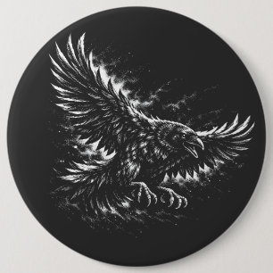 Badge Rond 15,2 Cm Corbeau gothique – par BurnsInHell
