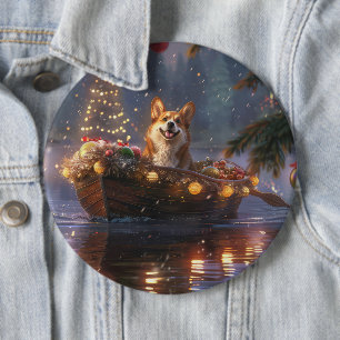 Badge Rond 15,2 Cm Corgi Christmas Festive Voyage