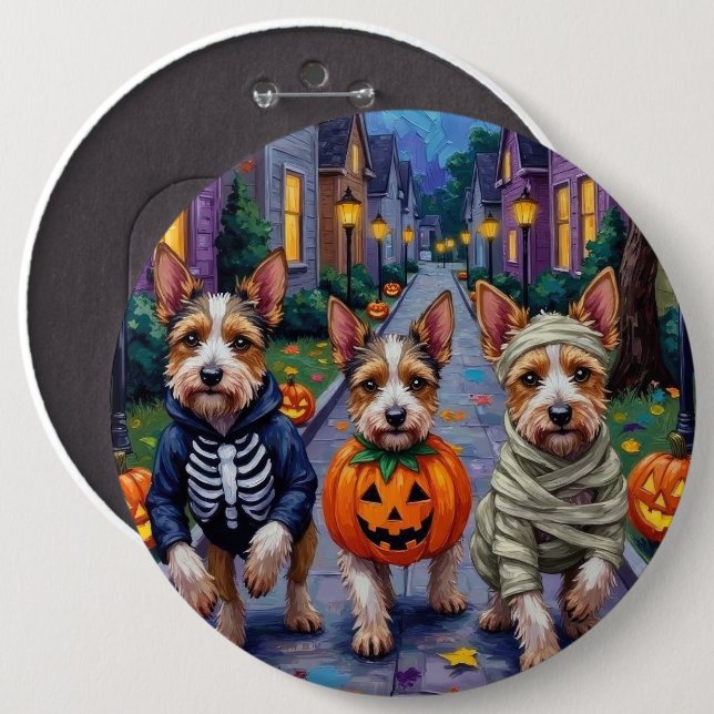 Badge Rond 15,2 Cm Costume d'Halloween de Biewer Terrier Trick ou Tri (Devant & derrière)