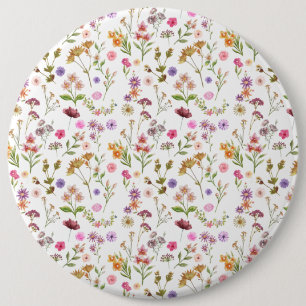 Badge Rond 15,2 Cm couleur d'eau fleurie motif - rose, violet, vert