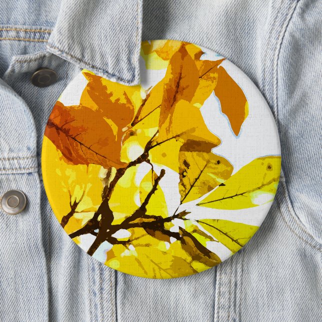 Badge Rond 15,2 Cm Couleurs d'automne, feuille (En situation)