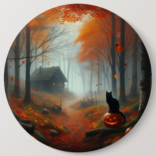 Badge Rond 15,2 Cm Coupes de papier Halloween/Automne/Automne/citroui (Devant)