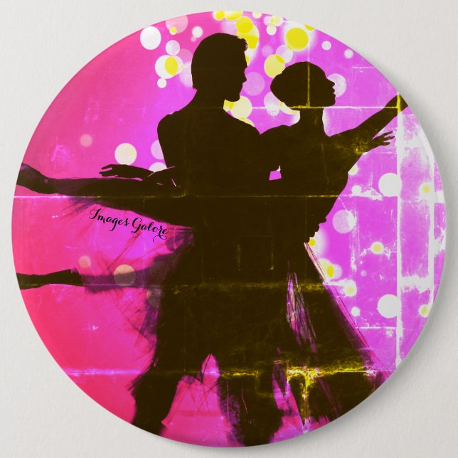 Badge Rond 15,2 Cm Couple de Ballet en rose (Devant)