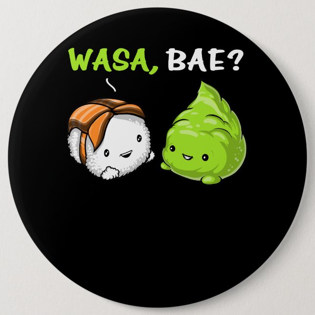 Badge Rond 15,2 Cm Couples mignons Wasa de wasabi de sushi (Devant)