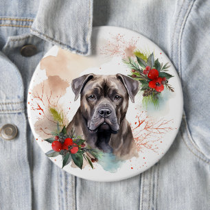 Badge Rond 15,2 Cm Couronne de Noël festive de Cane Corso