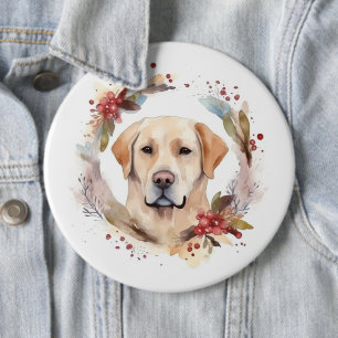 Badge Rond 15,2 Cm Couronne de Noël festive du Labrador