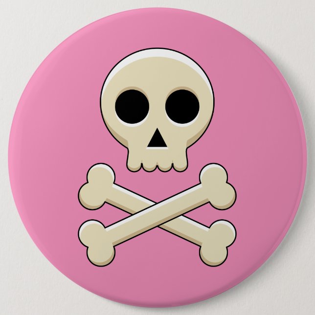Badge Rond 15,2 Cm Crâne avec des os (Devant)