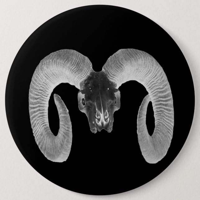 Badge Rond 15,2 Cm crâne de chèvre unique et artisanal (Devant)