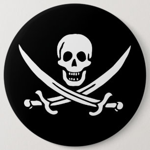 Badge Rond 15,2 Cm Crâne et épées Drapeau pirate de Calico Jack
