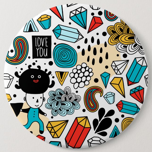 Badge Rond 15,2 Cm Crazy head (Devant)