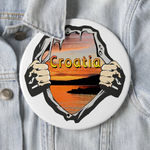 Badge Rond 15,2 Cm Croatie Sunset Slatine Plage Art