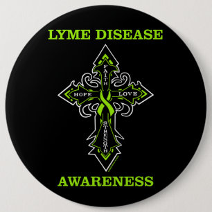 Badge Rond 15,2 Cm Croix/Sensibilisation...Maladie de Lyme