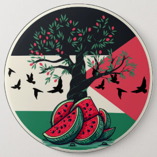 Badge Rond 15,2 Cm culture palestienne   pastèque palestine, olive t
