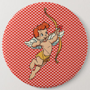 Badge Rond 15,2 Cm Cupidon de la Saint-Valentin vintage/retro