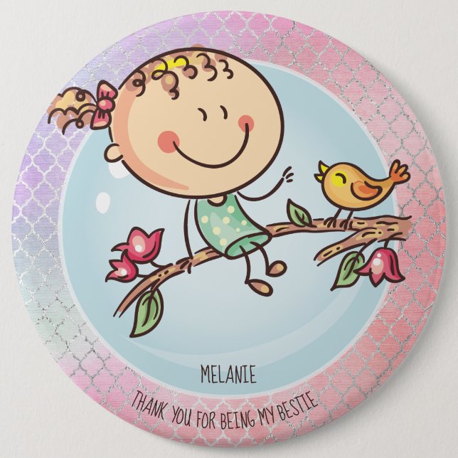 Badge Rond 15,2 Cm Cute BFF Besties Kawaii Toxits for Girls Friends (Devant)
